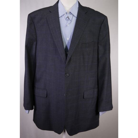 Brooks Brothers Gray Blue Windowpane Wool 2-Btn Sportcoat Blazer 48R - Picture 2 of 9